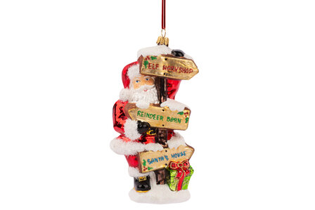 Huras ornament: Santa with roadsigns Hilversum, Loosdrecht, Blaricum
