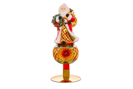 Huras ornament: TOPPER WITH SANTA RED CHECK