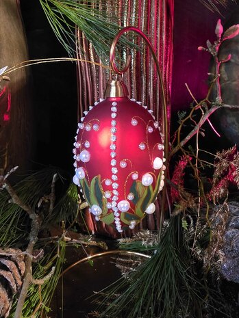 Fabergé-Ei 4 - Lilies of the Vallley red